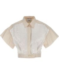 Nude - Sequin Cropped Shirt - Lyst