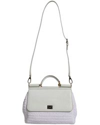 Dolce & Gabbana - Rafia Leather Top Handle Crossbody Bag - Lyst