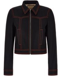 Gucci - Black Top-stitched Jacket - Lyst