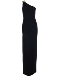 Elisabetta Franchi - Long One-Shoulder Sleeveless Dress With Asymm - Lyst