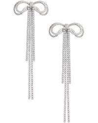Self-Portrait - Drop Earrings With Bow And Crystal Detail, Metal - Lyst