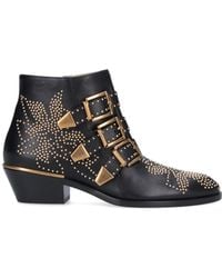 Chloé - Boots Susanna Nappa Leather Black Rivets Gold - Lyst