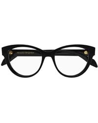 McQueen - Eyeglasses Cat Eye Full Rim, Shiny Frame And Clear Demo Lens Am0359O001 - Lyst