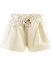 Moncler - Drawstring Shorts With Faux-Leather Trim Cotton; Faux Leather - Lyst