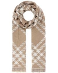 Burberry - Embroidered Wool Blend Scarf - Lyst