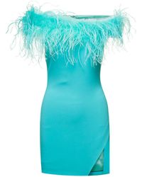 GIUSEPPE DI MORABITO - Mini Light Dress With Feather Trim And Split - Lyst