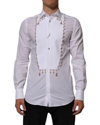 Dolce & Gabbana - Cotton Dg Logo Pearl Formal Shirt - Lyst