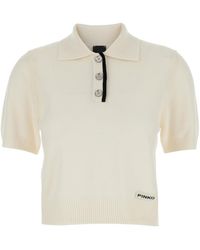 Pinko - Polo Shirt With Logo Patch On The Front And Ribbed Details - Lyst