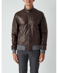 Barba Napoli Leather Jacket in Grey 