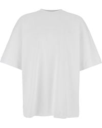Juun.J - T-Shirt With Tone-On-Tone Logo Embroidered On The Front - Lyst