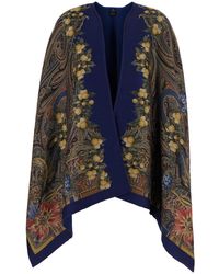 Etro - Wool Cape Coat - Lyst