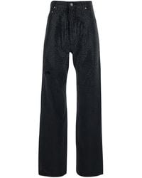 Golden Goose - Jeans With Belt Loops And All-Over Crystal Embellishments - Lyst