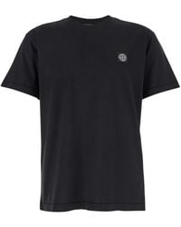 Stone Island - Crewneck T-Shirt With Logo Patch On The Front - Lyst