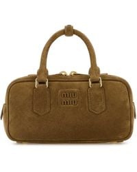 Miu Miu - Biscuit Suede Arcadie Handbag - Lyst