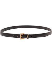 Saint Laurent - Leather Belt With Gancini Buckle - Lyst