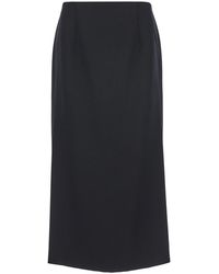 Valentino - Midi Skirt With Side Splits Wool - Lyst