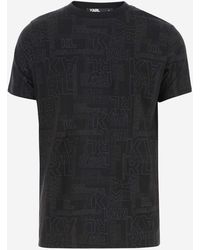 Karl Lagerfeld - Cotton T-Shirt With All-Over Logo - Lyst