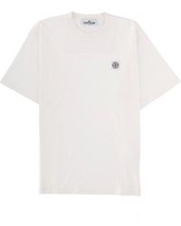 Stone Island - T-Shirt With Logo Patch Cotton T-Shirts - Lyst