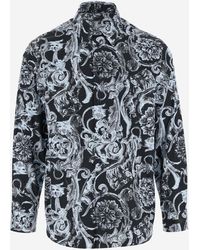 Versace - Cotton Shirt With Baroque Print - Lyst