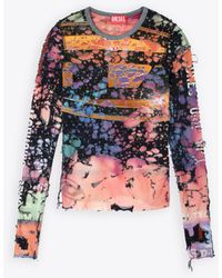 DIESEL - T-Miley Multicolour Destroyed Jersey Long Sleeves Top - Lyst