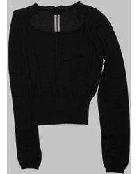 Rick Owens - Slashed Cropped Jumper New Wool Sweater - Lyst