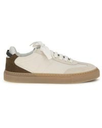 Brunello Cucinelli - Beige Calf Leather Bos Taurus Low Top Sneakers - Lyst