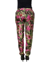 Dolce & Gabbana - Fuchsia Fig Fruit Leaf Tapered Trouser Pants - Lyst