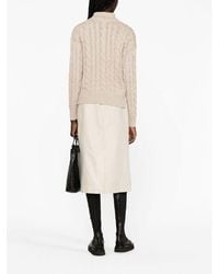 Brunello Cucinelli - Feather Wool Silk Cable Knit Sweater - Lyst