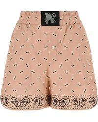 Palm Angels - Printed Linen Blend Shorts - Lyst