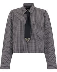 Pinko - Cropped Shirt With Bow Tie Cotton - Lyst