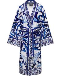 Dolce & Gabbana - Kimono Bathrobe With All-Over Mediterraneo Print - Lyst