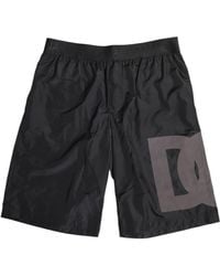 Dolce & Gabbana - Black Logo Print Beachwear Men Shorts Swimwear - Lyst