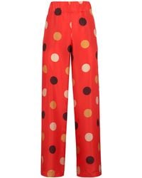 Aspesi - Printed Silk Pants Wide-Leg Trousers - Lyst