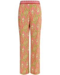 Etro - Bootcut Trousers With Placed Paisley Foliage Print - Lyst