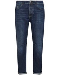 Brunello Cucinelli - Dark Comfort Cotton Denim Leisure Fit Jeans - Lyst