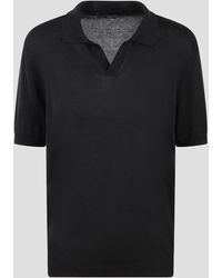Tagliatore - Open Collar Knitted Polo Shirt - Lyst
