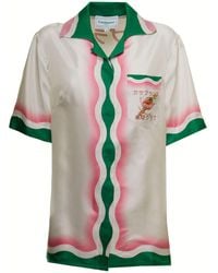 CASABLANCA Printed Silk Shirt With Logo - Multicolour