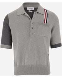 Thom Browne - Cotton Polo Shirt With Tricolor Detail - Lyst