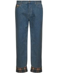 Burberry - Medium Denim Jeans With Check Details - Lyst