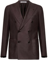 Tagliatore - Dark Silk And Wool Vesuvio Double-Breasted Blazer - Lyst