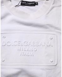 Dolce & Gabbana - White Logo Embossed Cotton Sweatshirt Sweater - Lyst