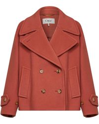 Chloé - Short Wool-Blend Coat Cedar Virgin Wool - Lyst