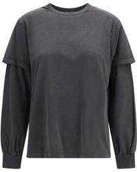 Ganni - Future Heavy Jersey Long-Sleeve T-Shirt Cotton; Recycled Cotton T-Shirts And Polos - Lyst