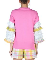 Moschino - Ruffles Jersey Knit Top Cotton Jumpers - Lyst