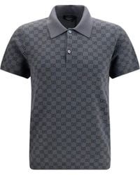 Gucci - Gg Jacquard Wool And Silk Polo Shirt - Lyst