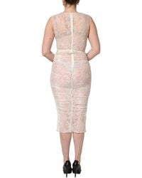 Dolce & Gabbana - Floral Lace Sheer Sleeveless Midi Dress - Lyst