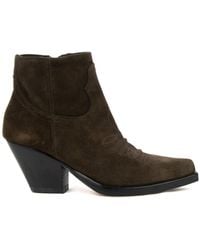 Sonora Boots - Suede Texan Ankle Boot With Zip - Lyst