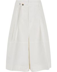 Bottega Veneta - Culotte Pants Cotton Wide-Leg Trousers - Lyst