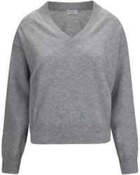 Brunello Cucinelli - V-Neck Cashmere Sweater Kashmir/Capra Hircus - Lyst
