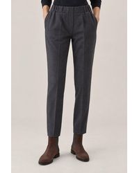 Brunello Cucinelli - Dark Wool Blend Straight Trousers - Lyst
